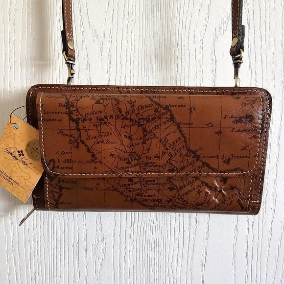 Patricia Nash Bags Nwt Patricia Nash Azario Leather Crossbody Wallet Signature Map Riot Rust